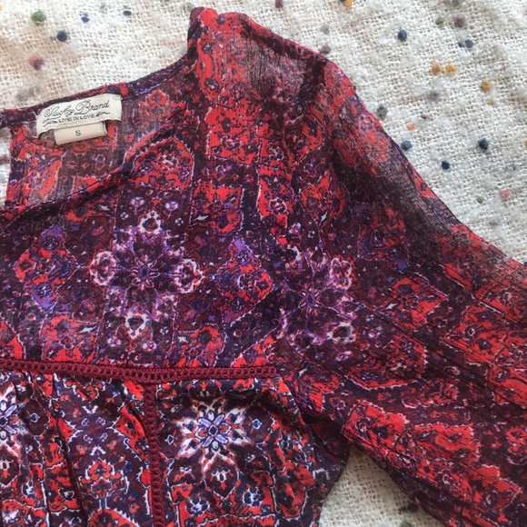 Lucky Brand Paisley Peasant Blouse - Picture 3 of 13